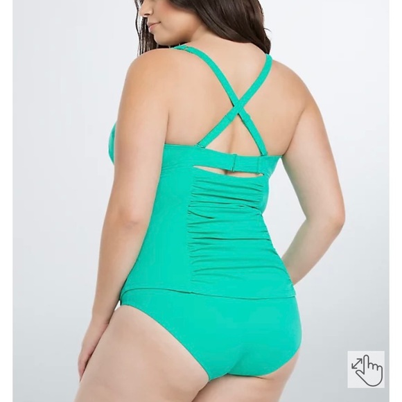 Torrid plus green shirred gathered swimsuit NEW - Picture 3 of 5